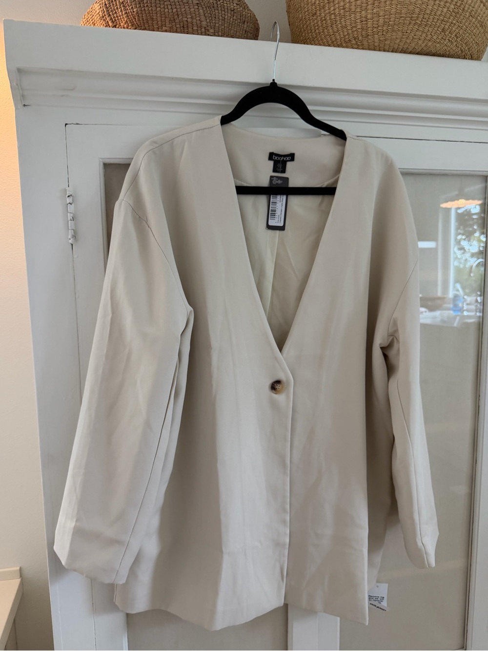 collarless oversized longline blazer brand new cream